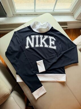 Nike Black & White Mockneck Logo Top